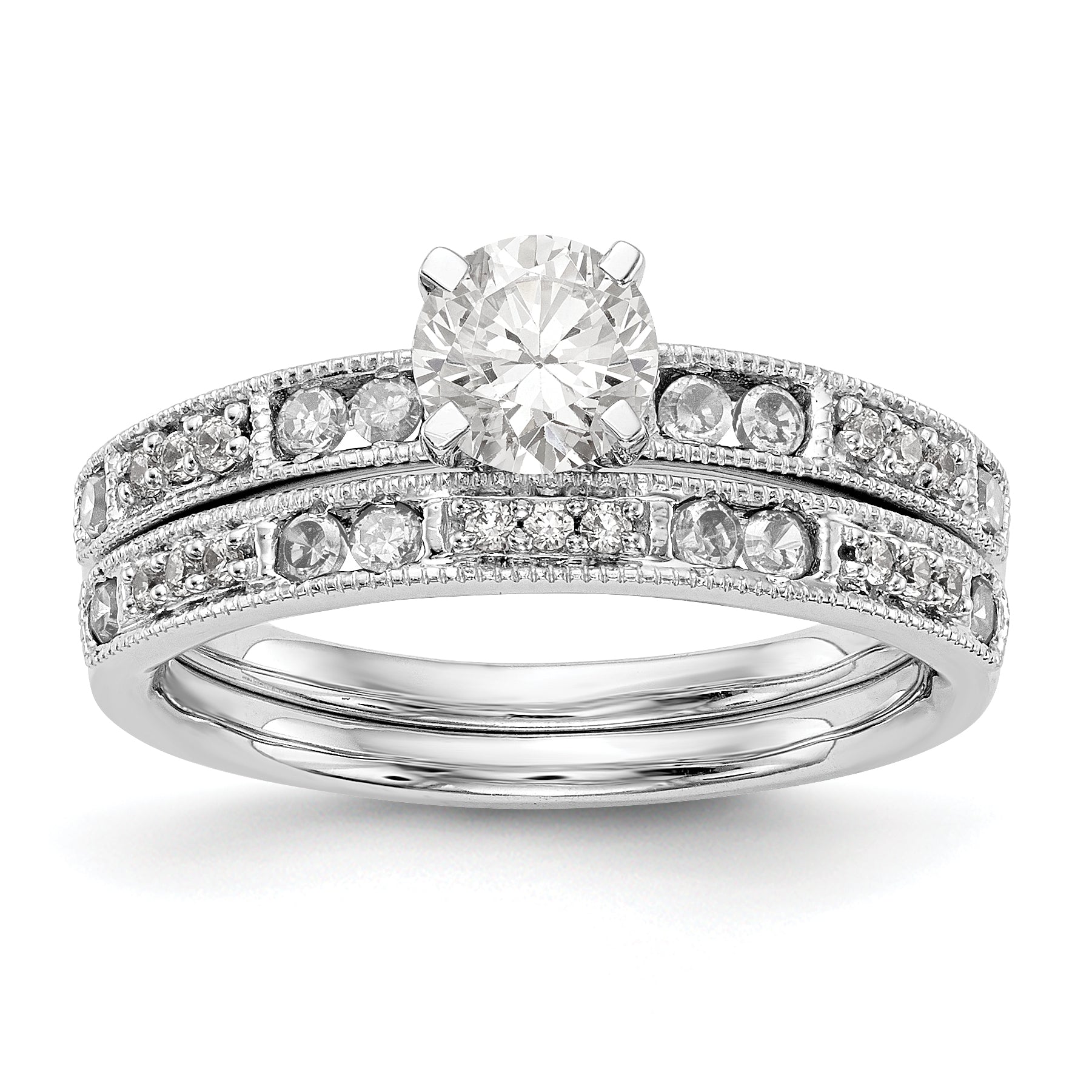 14K Weißgold Diamant-Verlobungsring mit Krappenfassung