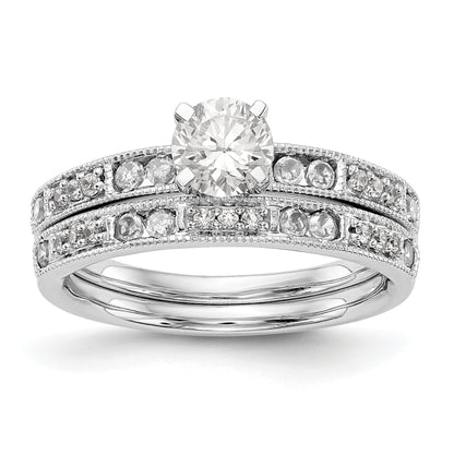 14K Weißgold Diamant-Verlobungsring mit Krappenfassung