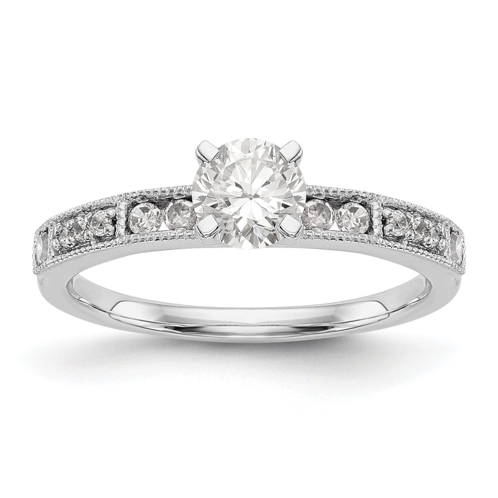 14K Weißgold Diamant-Verlobungsring mit Krappenfassung