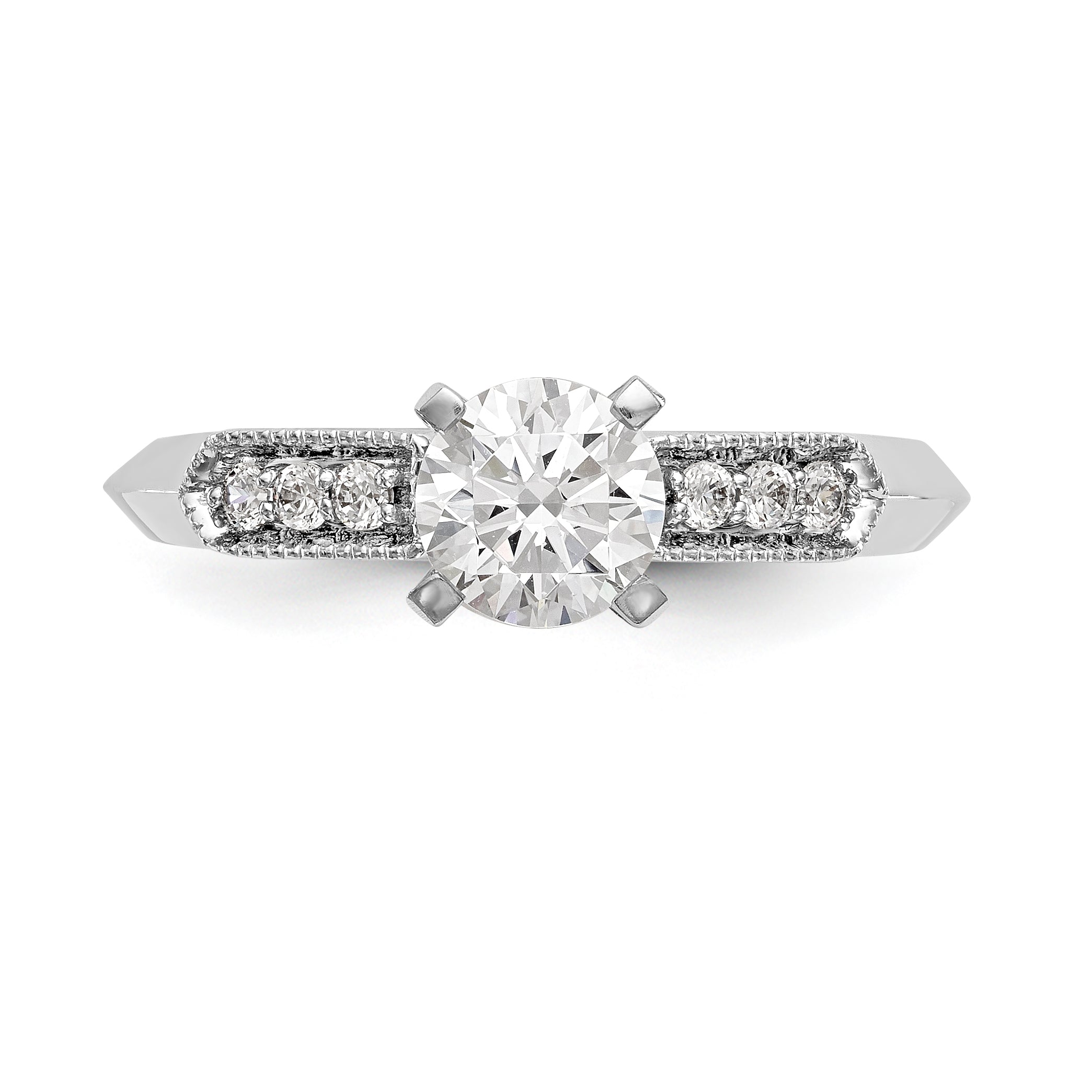 14K Weißgold Diamant-Verlobungsring mit Krappenfassung