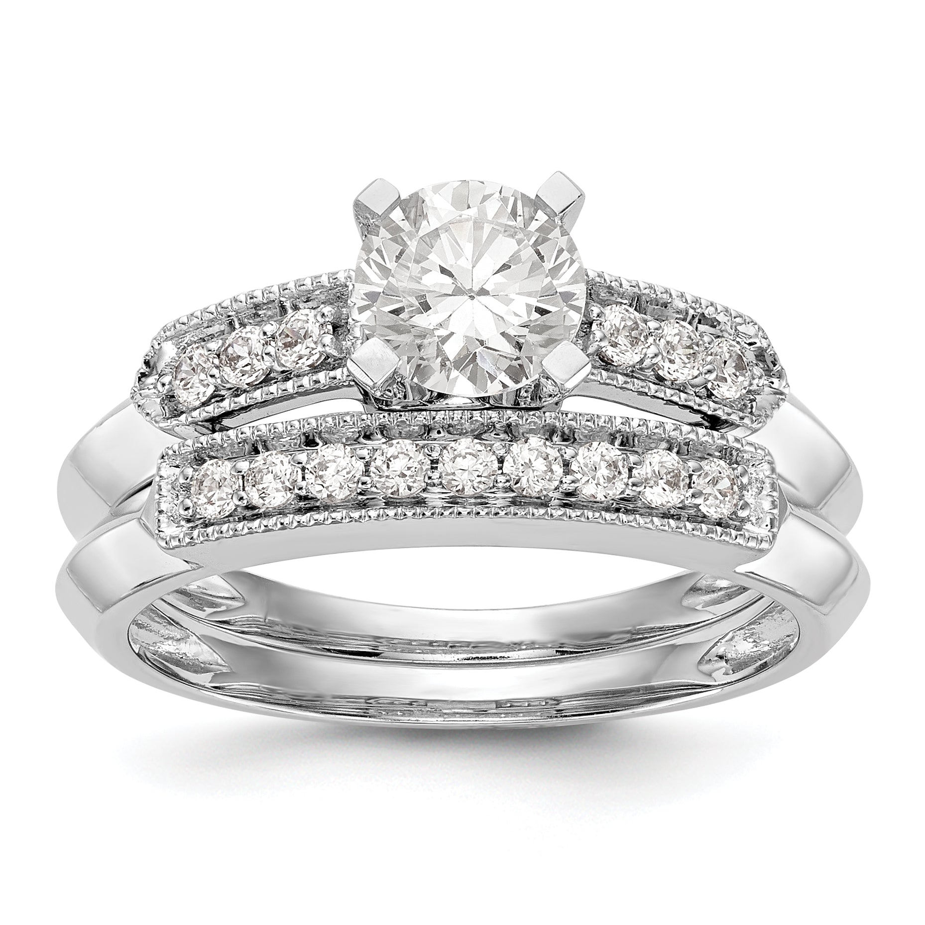 14K Weißgold Diamant-Verlobungsring mit Krappenfassung