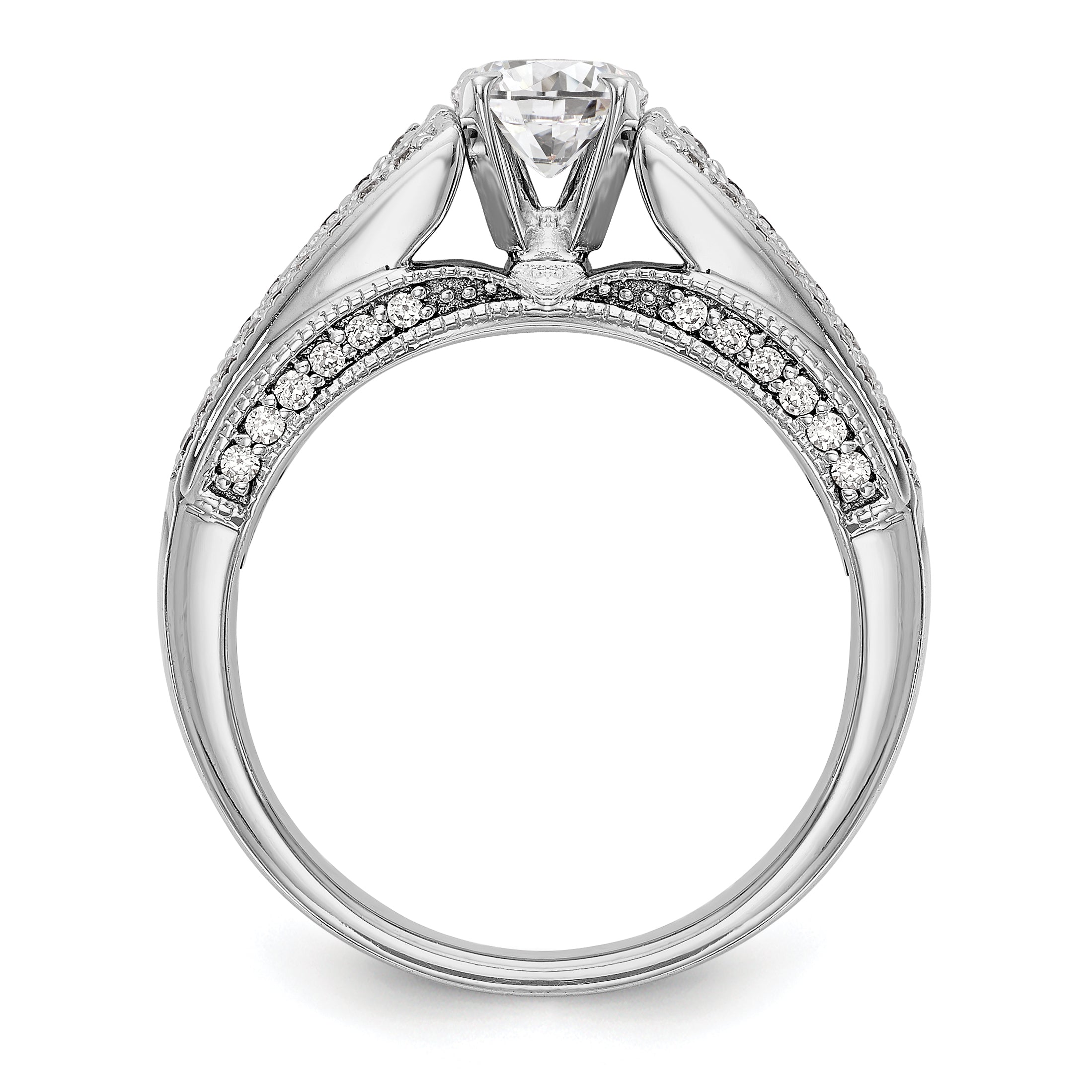 14K Weißgold Verlobungsring mit Krappenfassung und simulierten Diamanten