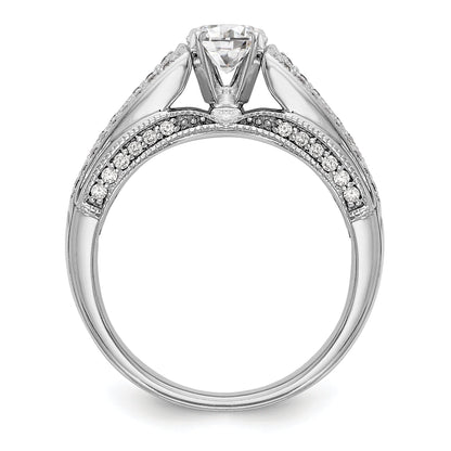 14K Weißgold Verlobungsring mit Krappenfassung und simulierten Diamanten