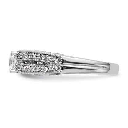 14K Weißgold Verlobungsring mit Krappenfassung und simulierten Diamanten