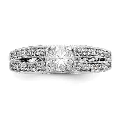 14K Weißgold Verlobungsring mit Krappenfassung und simulierten Diamanten