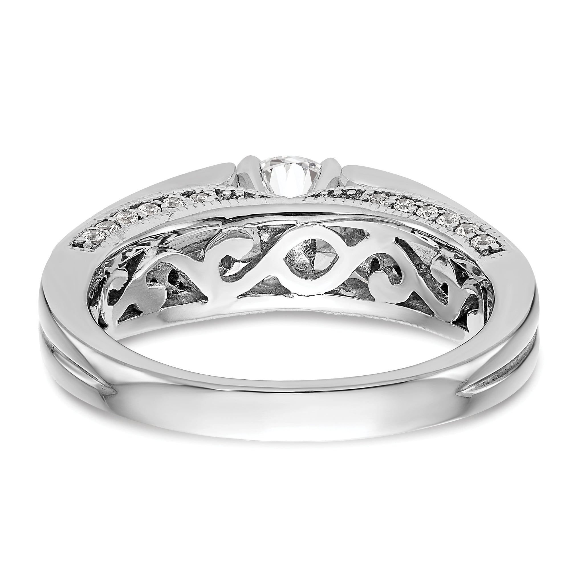 14K Weißgold Verlobungsring mit Krappenfassung und simulierten Diamanten