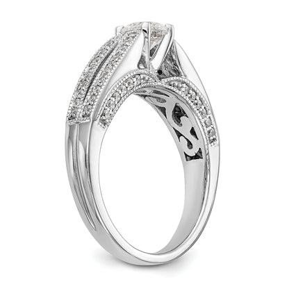 14K Weißgold Verlobungsring mit Krappenfassung und simulierten Diamanten