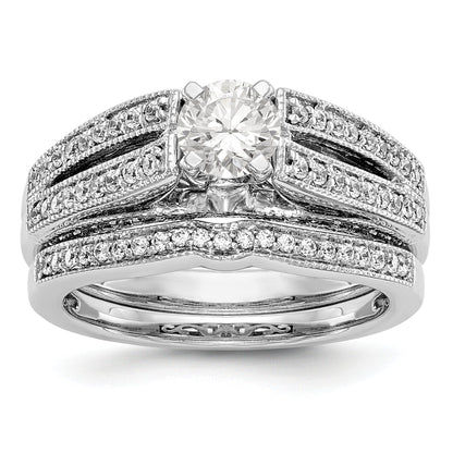 14K Weißgold Verlobungsring mit Krappenfassung und simulierten Diamanten