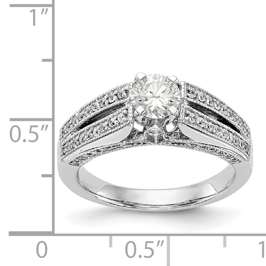 14K Weißgold Verlobungsring mit Krappenfassung und simulierten Diamanten