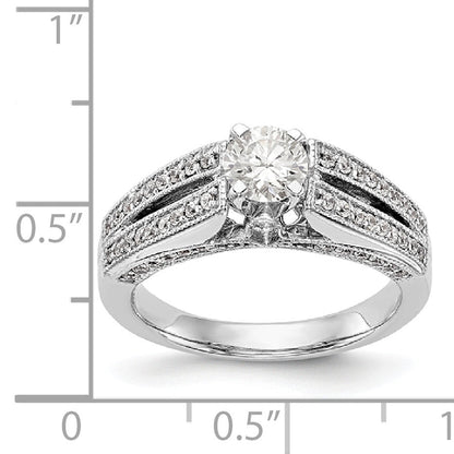 14K Weißgold Verlobungsring mit Krappenfassung und simulierten Diamanten