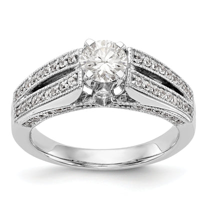 14K Weißgold Verlobungsring mit Krappenfassung und simulierten Diamanten