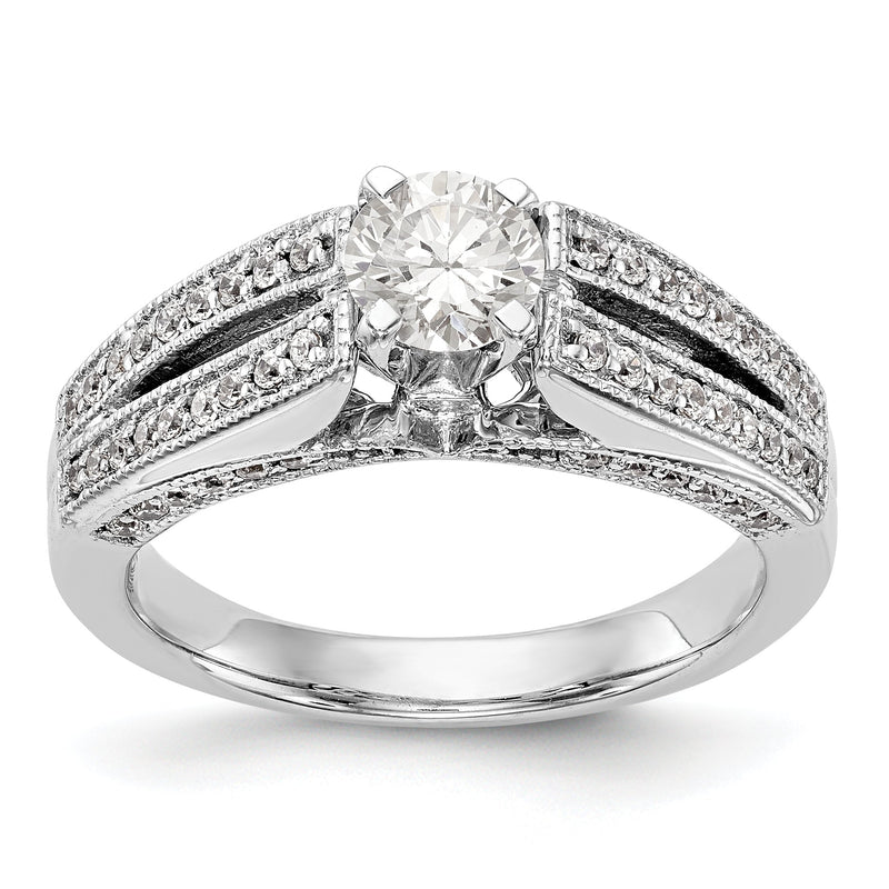 14K Weißgold Verlobungsring mit Krappenfassung und simulierten Diamanten