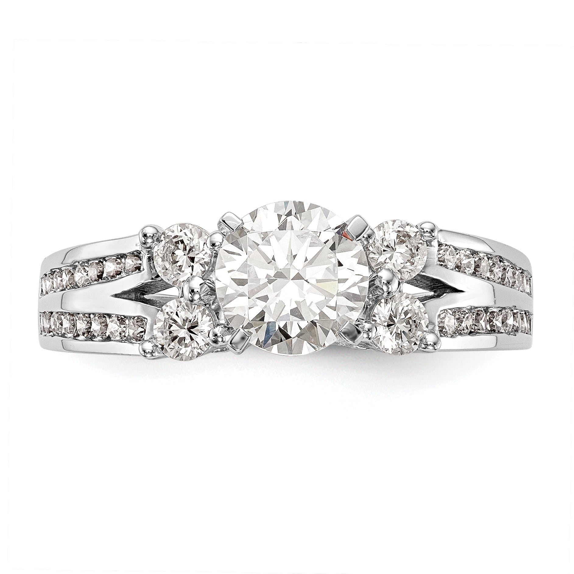 14K Weißgold Verlobungsring mit simulierten Diamanten