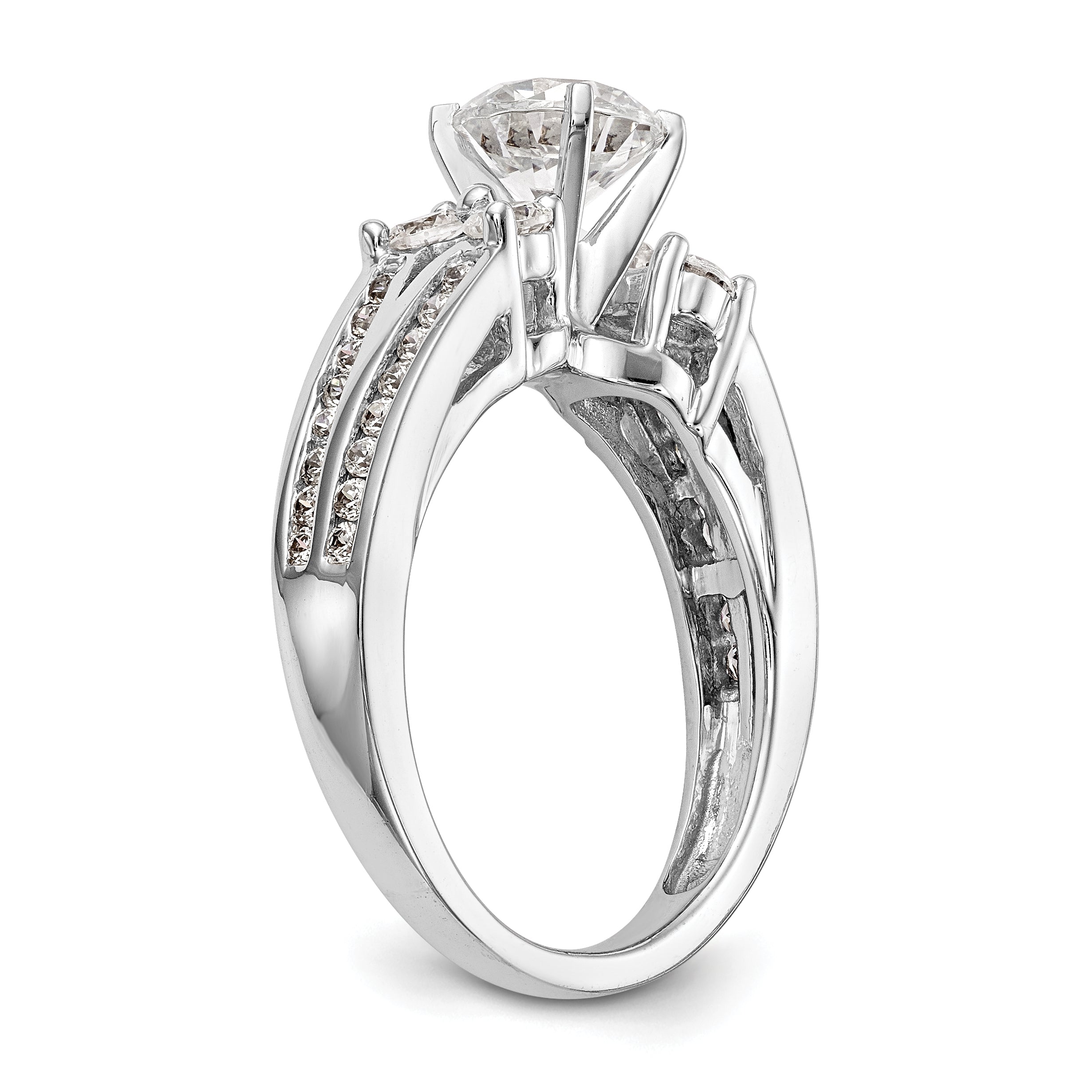 14K Weißgold Verlobungsring mit simulierten Diamanten