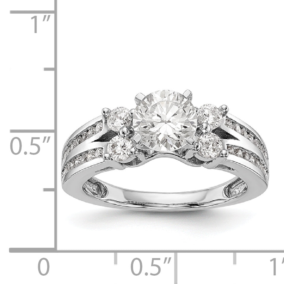 14K Weißgold Verlobungsring mit simulierten Diamanten