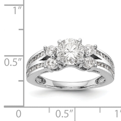 14K Weißgold Verlobungsring mit simulierten Diamanten