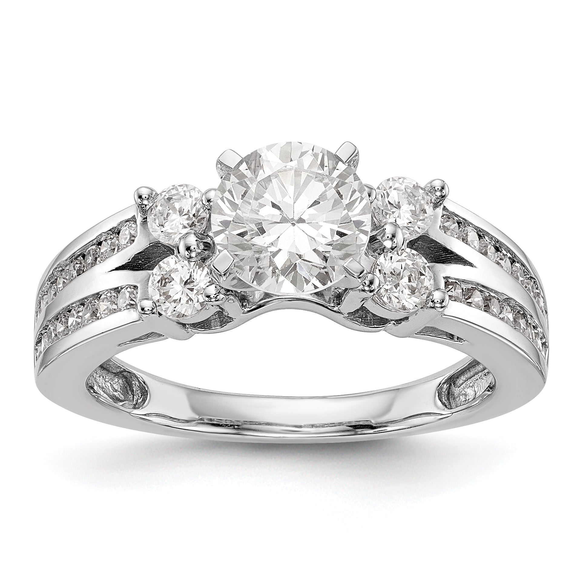 14K Weißgold Verlobungsring mit simulierten Diamanten