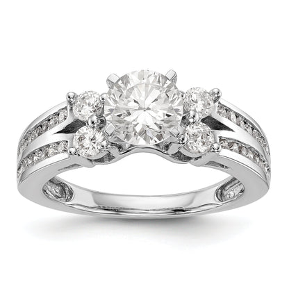14K Weißgold Verlobungsring mit simulierten Diamanten