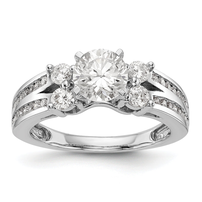 14K Weißgold Verlobungsring mit simulierten Diamanten