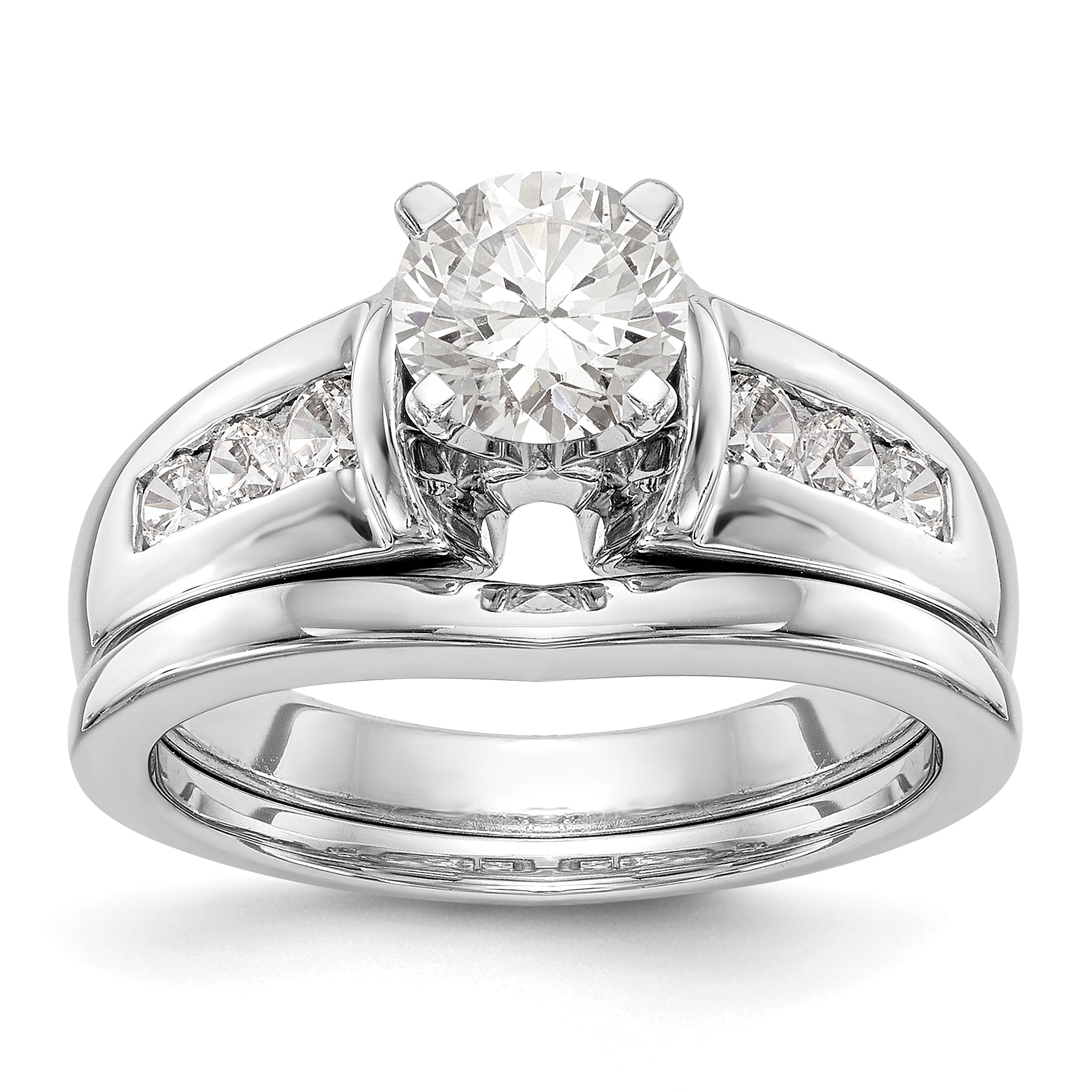 14K Weißgold Diamant-Verlobungsring mit Krappenfassung
