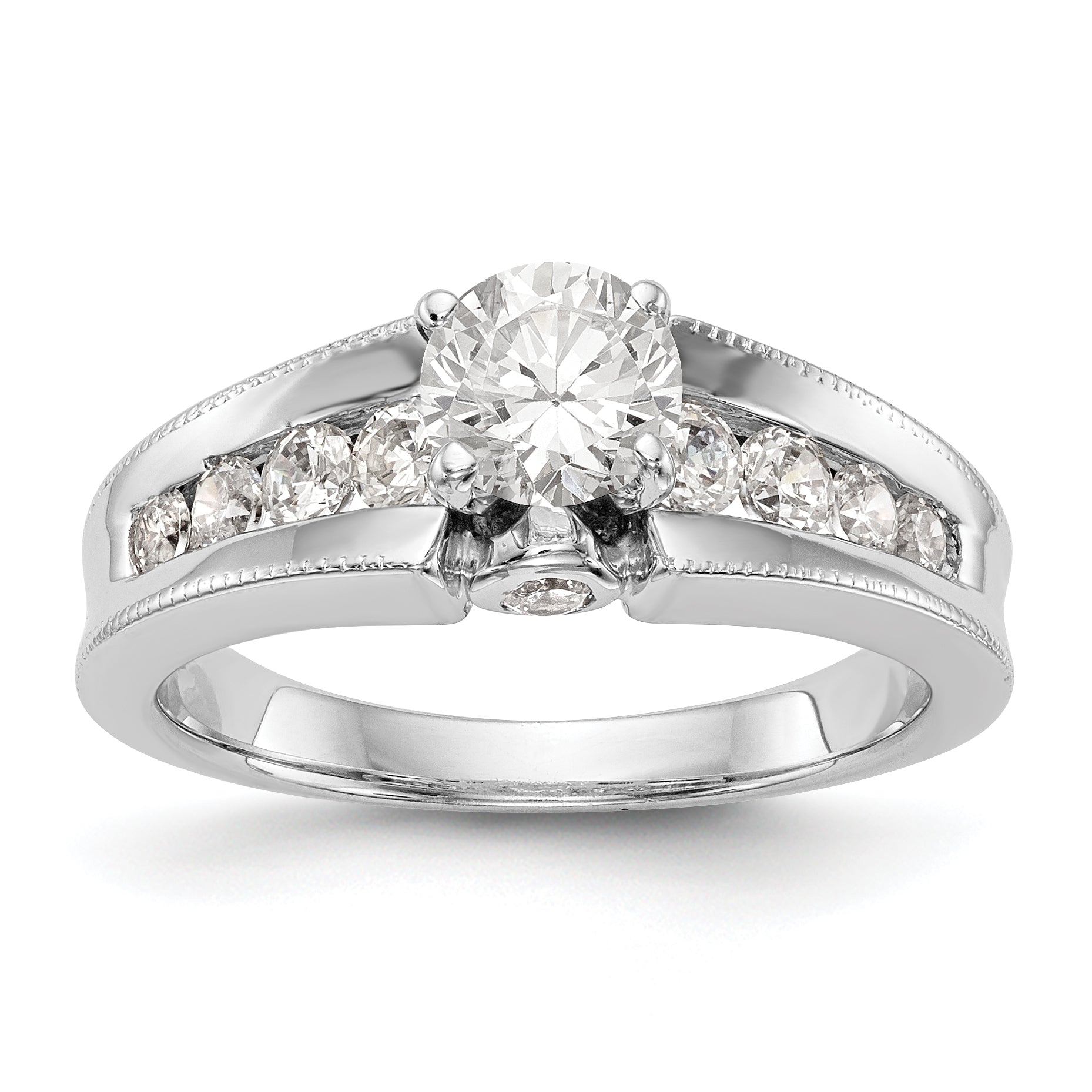 14K Weißgold Diamant-Verlobungsring mit Krappenfassung