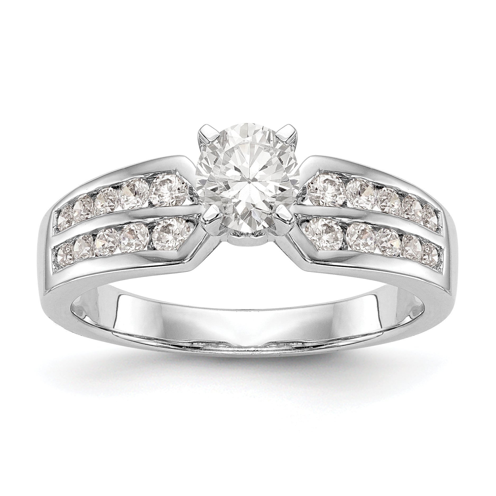 14K Weißgold Diamant-Verlobungsring mit Krappenfassung