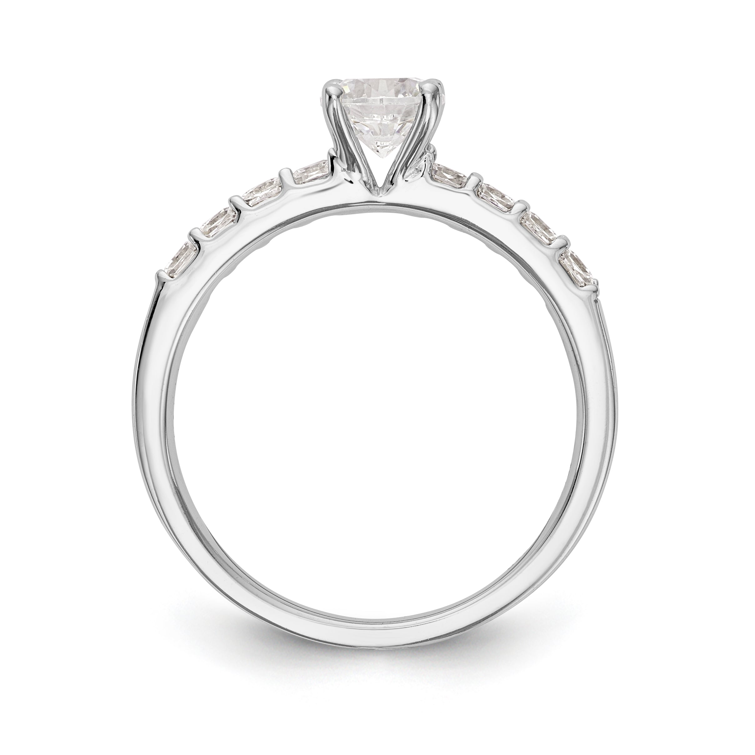 14K Weißgold Verlobungsring mit simuliertem Diamanten