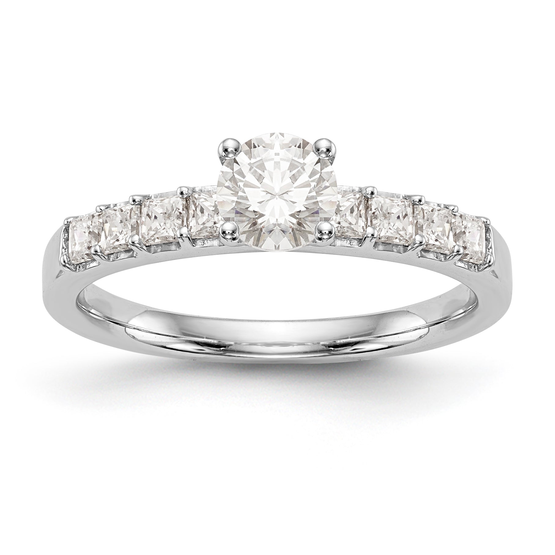 14K Weißgold Verlobungsring mit simuliertem Diamanten