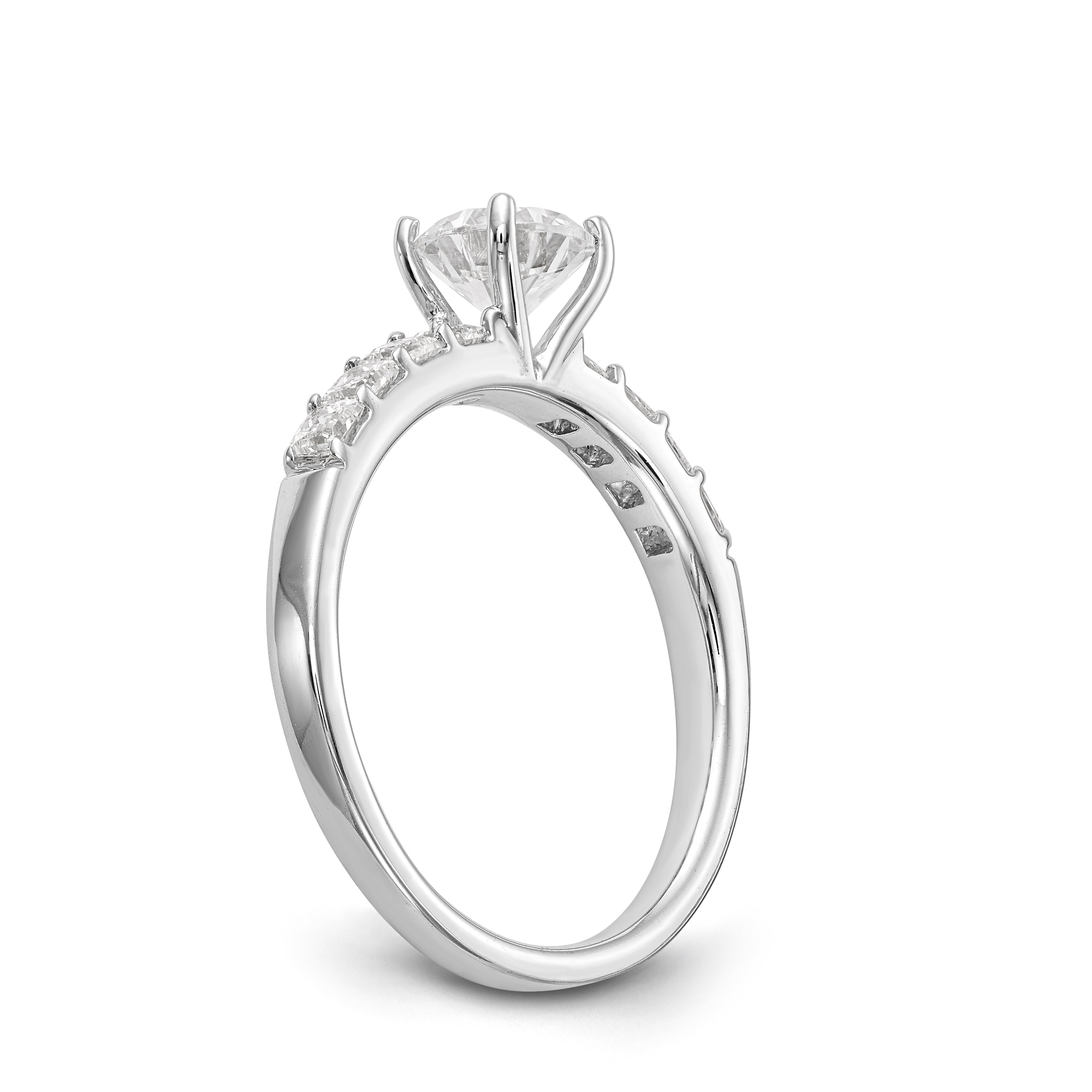 14K Weißgold Verlobungsring mit simuliertem Diamanten