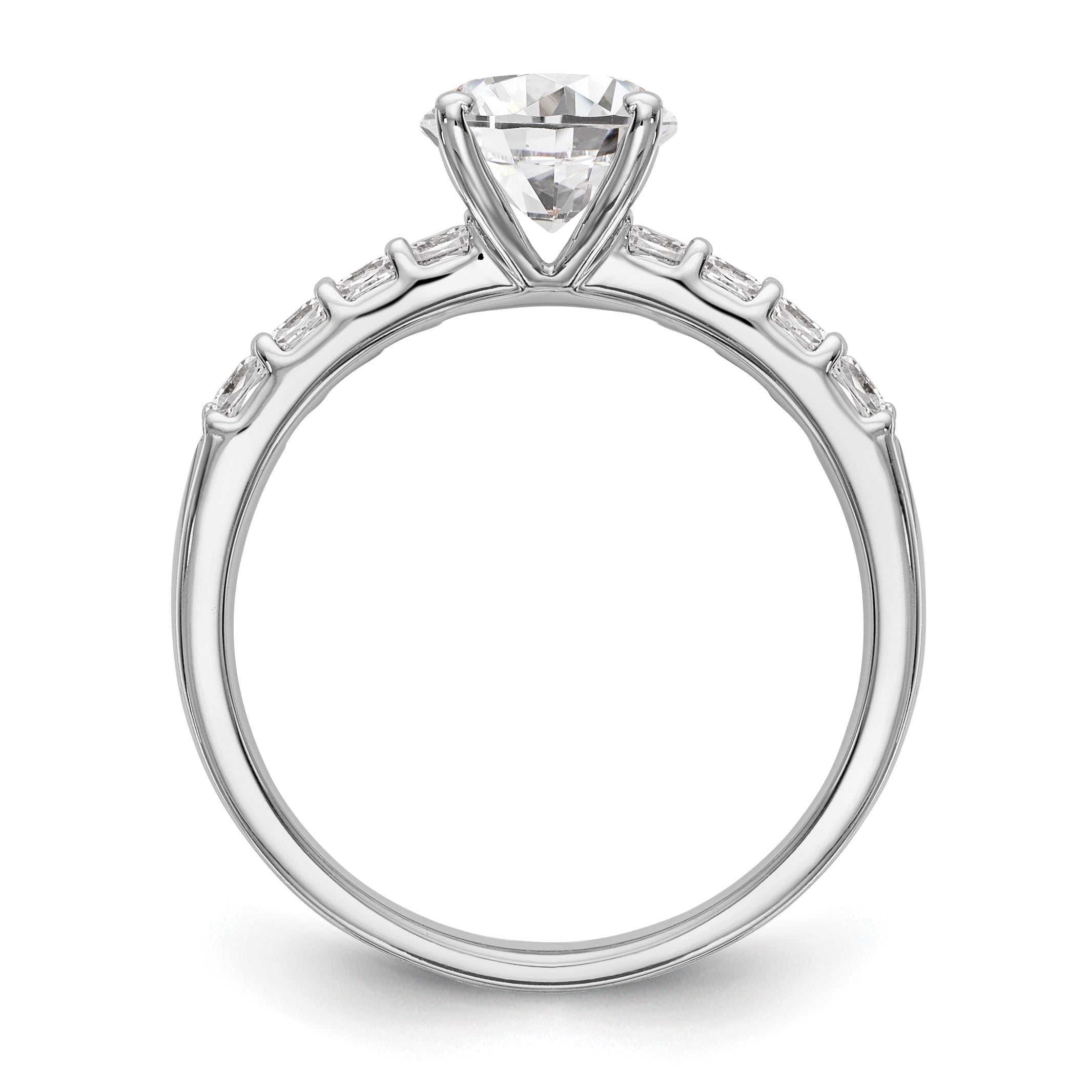 14K Weißgold Verlobungsring mit simulierten Diamanten