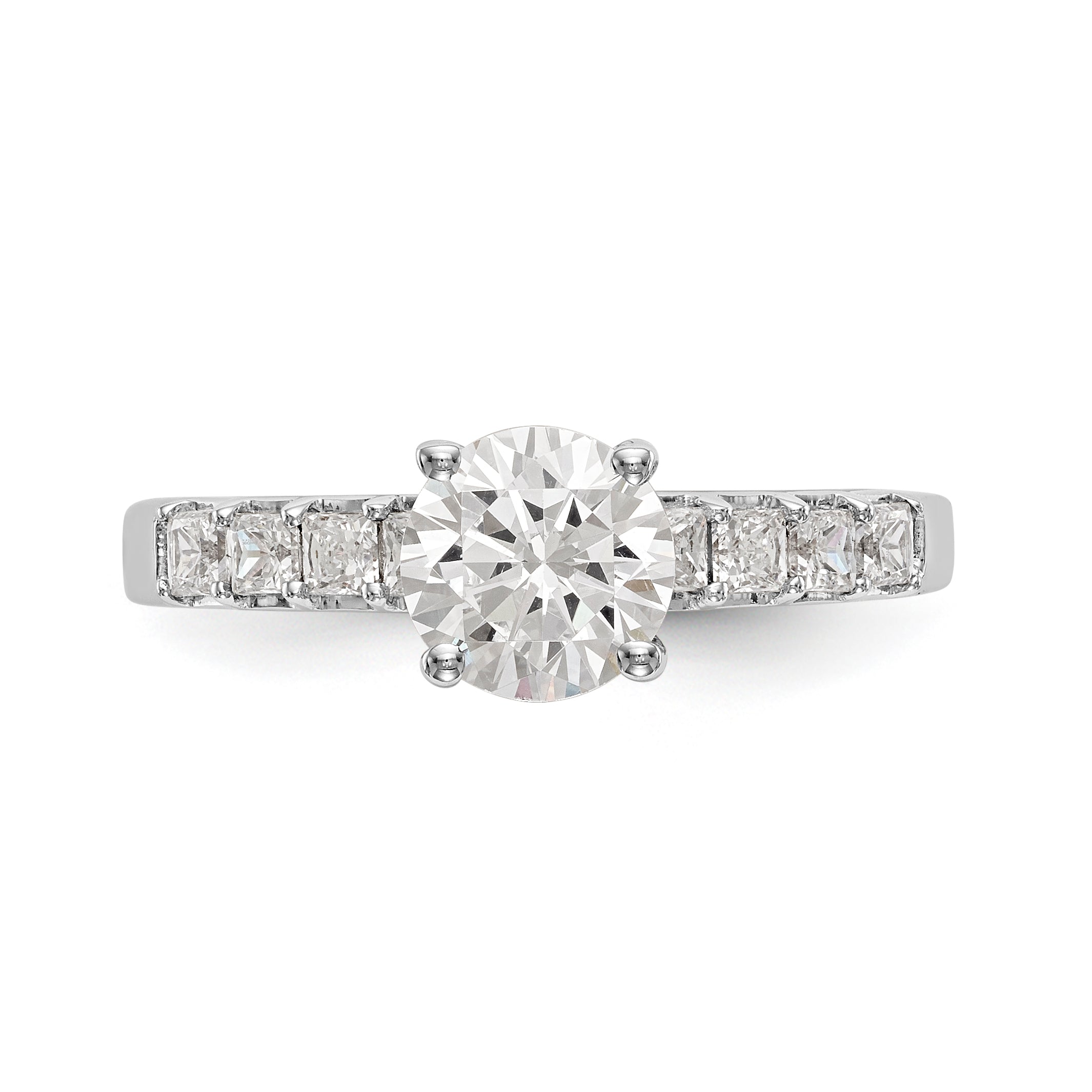 14K Weißgold Verlobungsring mit simulierten Diamanten