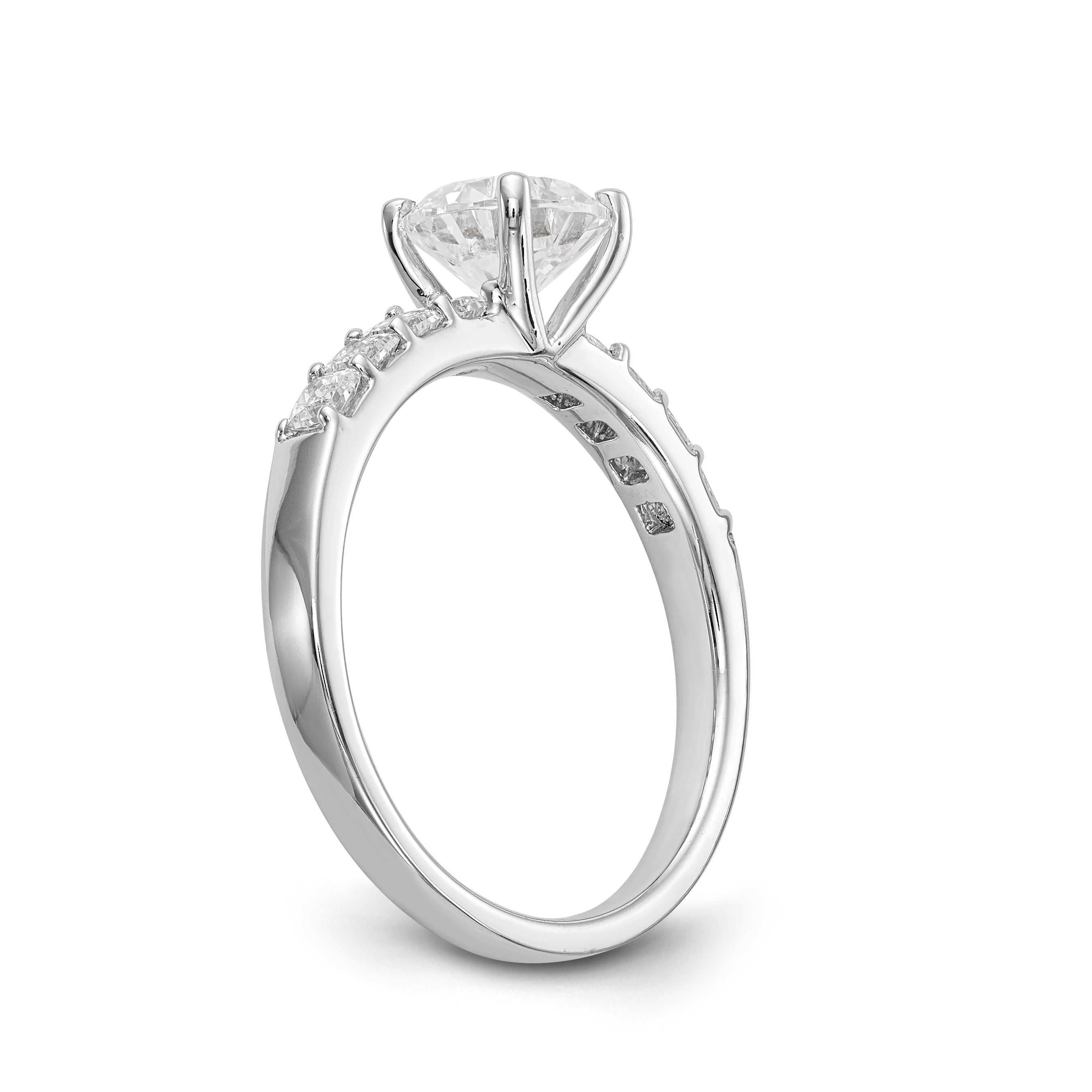 14K Weißgold Verlobungsring mit simulierten Diamanten