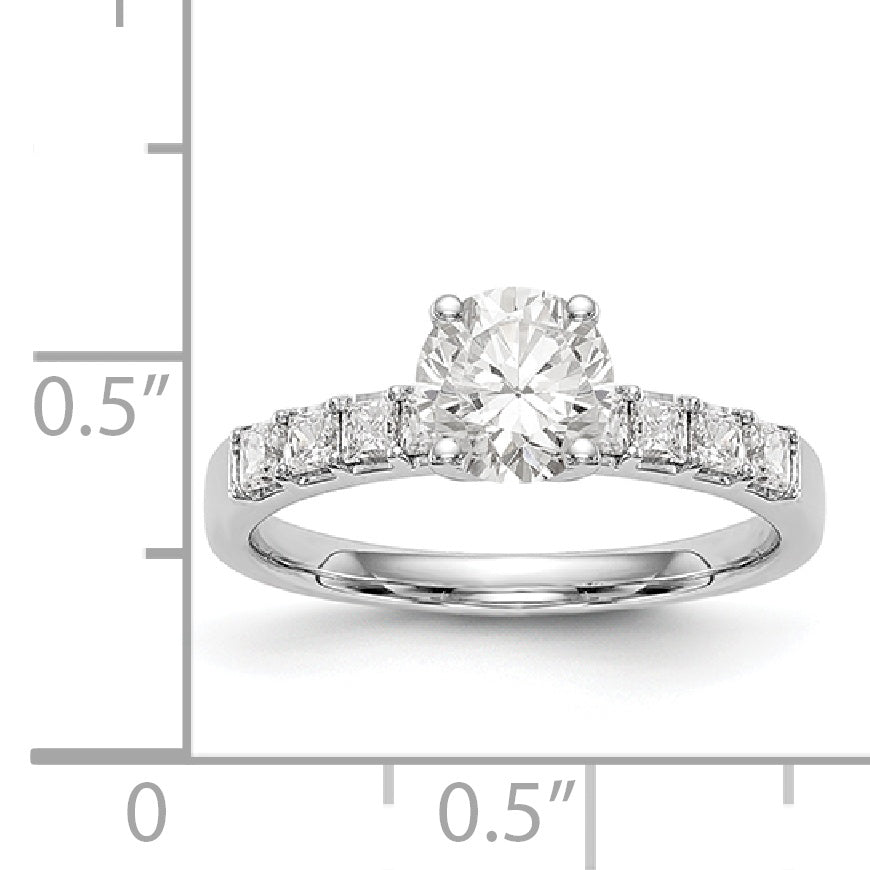 14K Weißgold Verlobungsring mit simulierten Diamanten