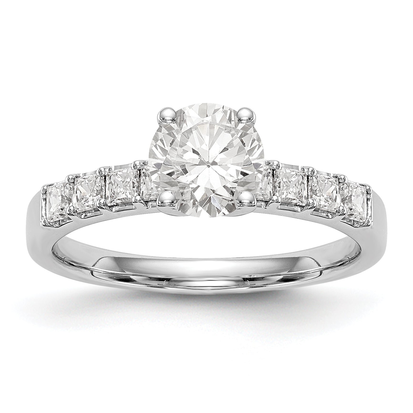 14K Weißgold Verlobungsring mit simulierten Diamanten