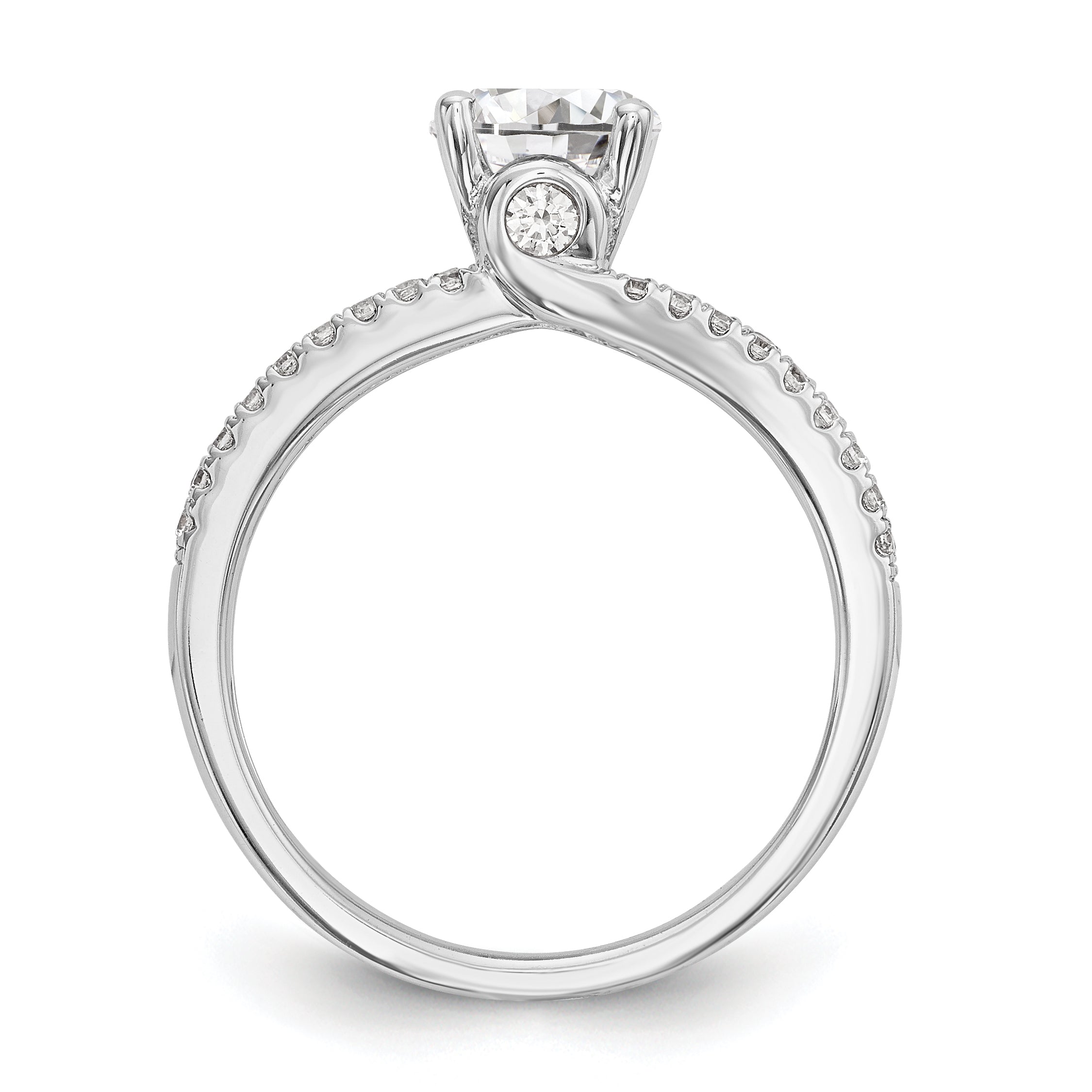 14K Weißgold Verlobungsring mit simulierten Diamanten