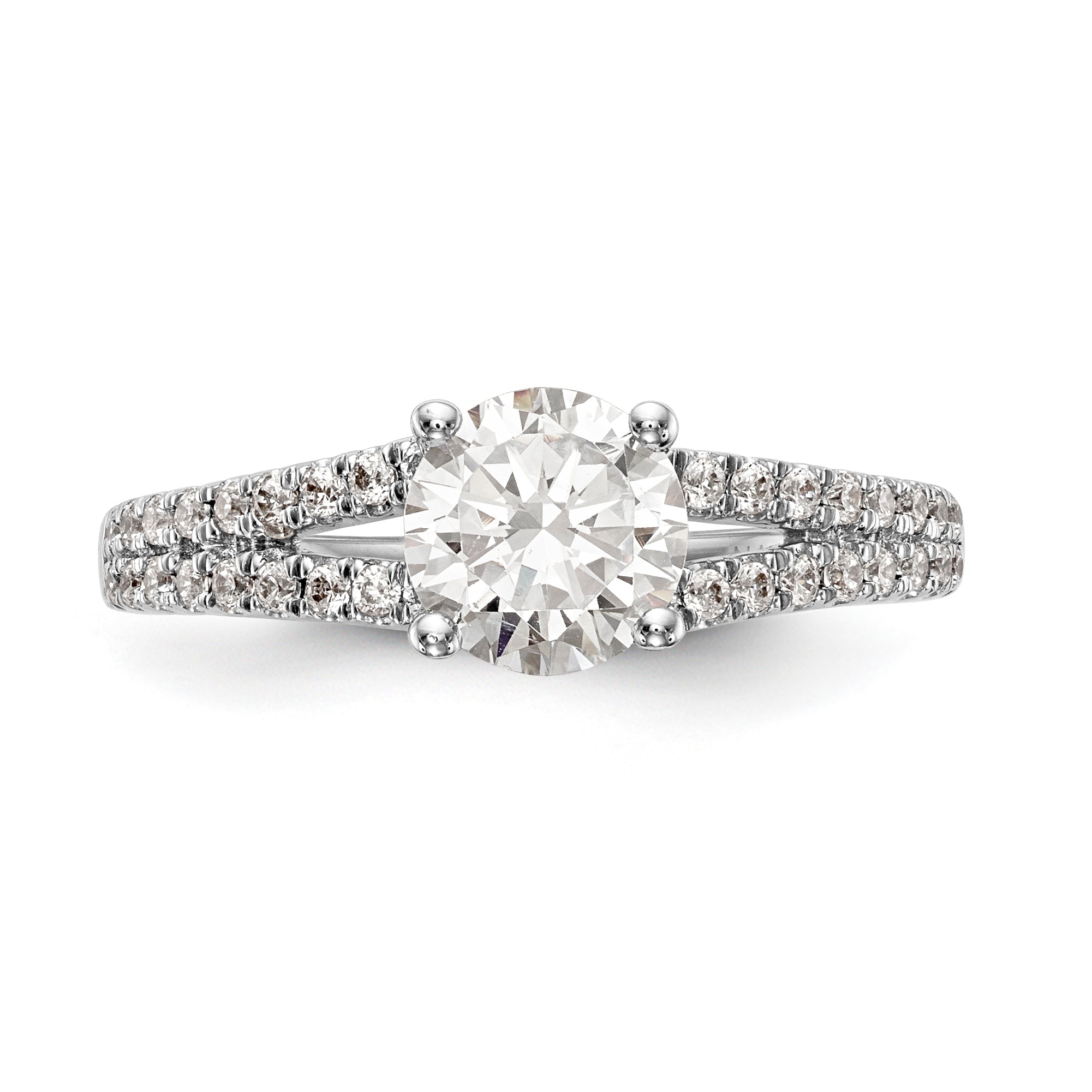 14K Weißgold Verlobungsring mit simulierten Diamanten