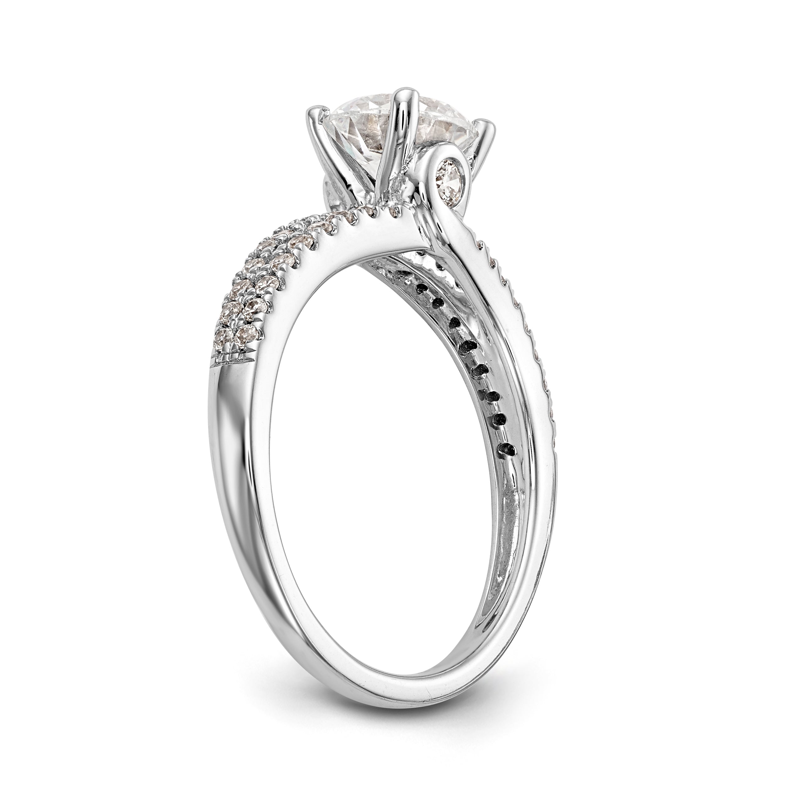 14K Weißgold Verlobungsring mit simulierten Diamanten