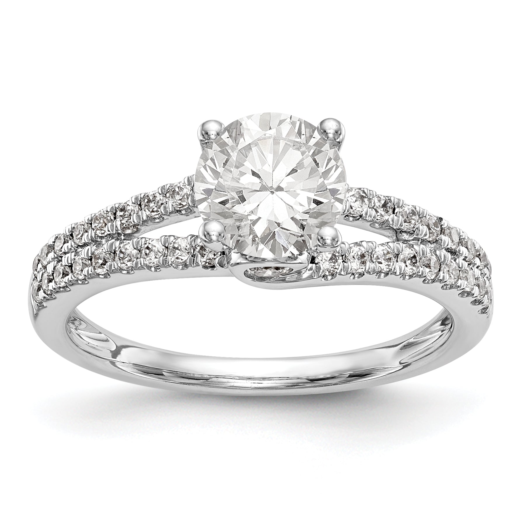 14K Weißgold Verlobungsring mit simulierten Diamanten