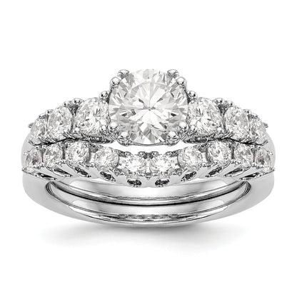 14K Weißgold Verlobungsring mit simulierten Diamanten