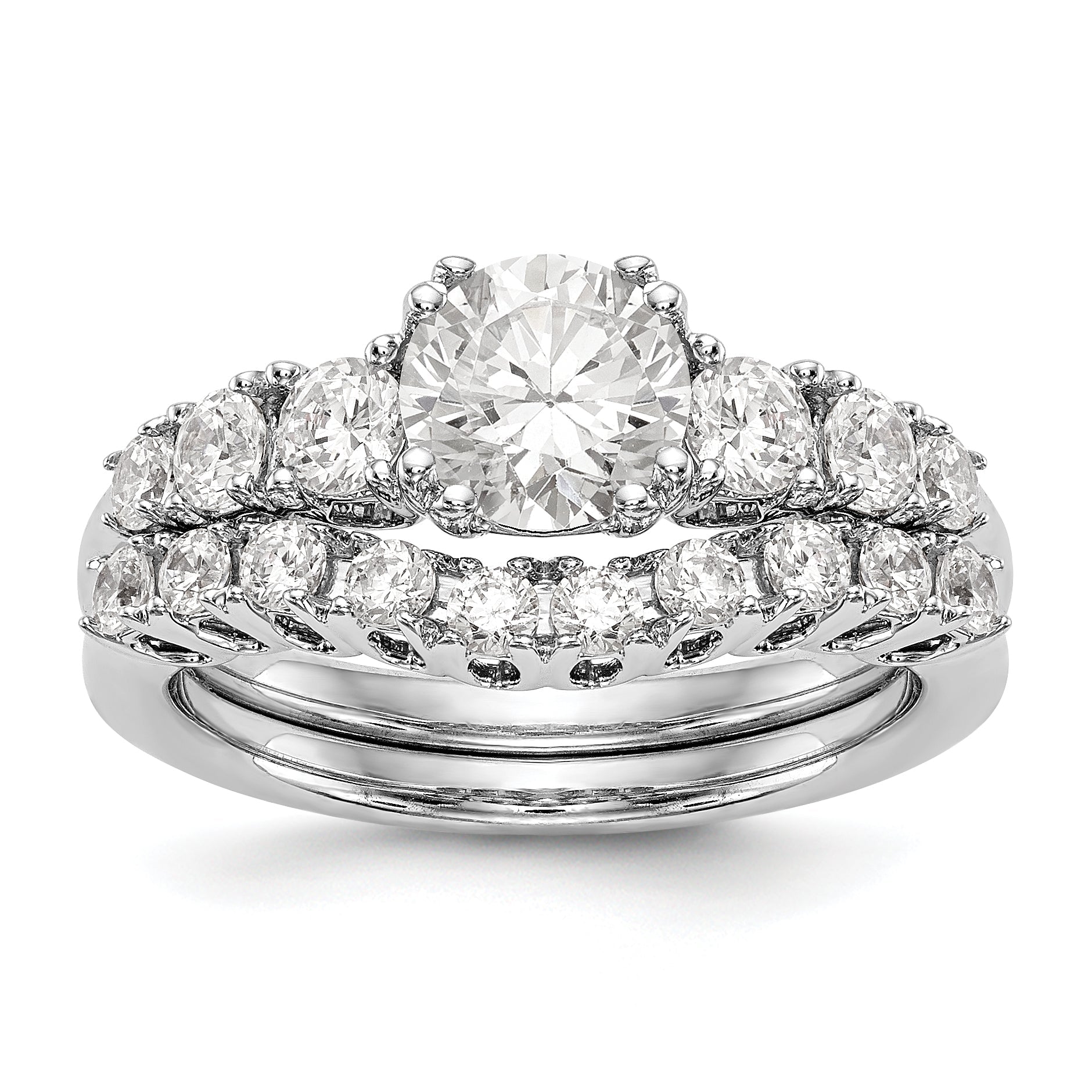 14K Weißgold Verlobungsring mit simuliertem Diamanten