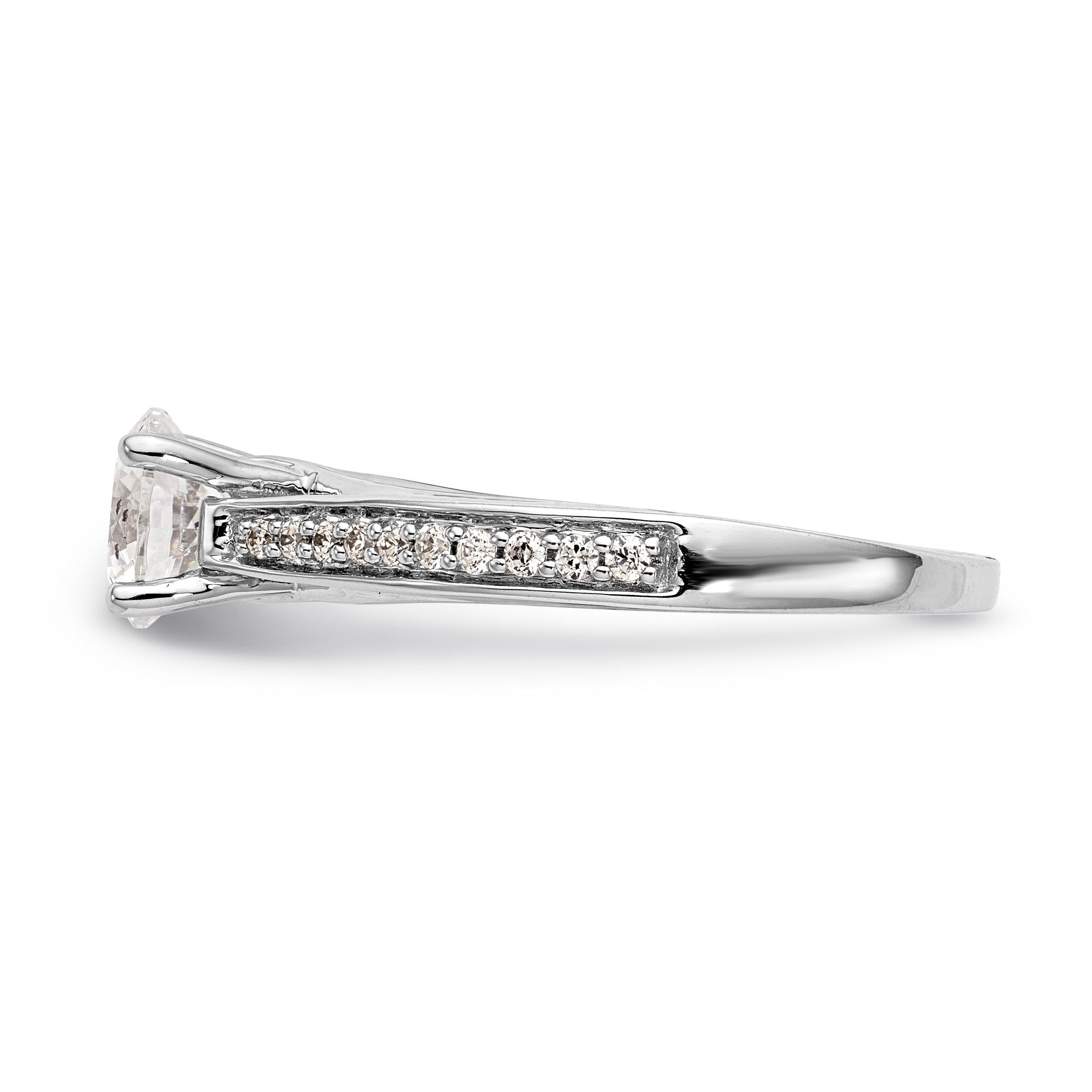 14K Weißgold Verlobungsring mit simuliertem Diamanten