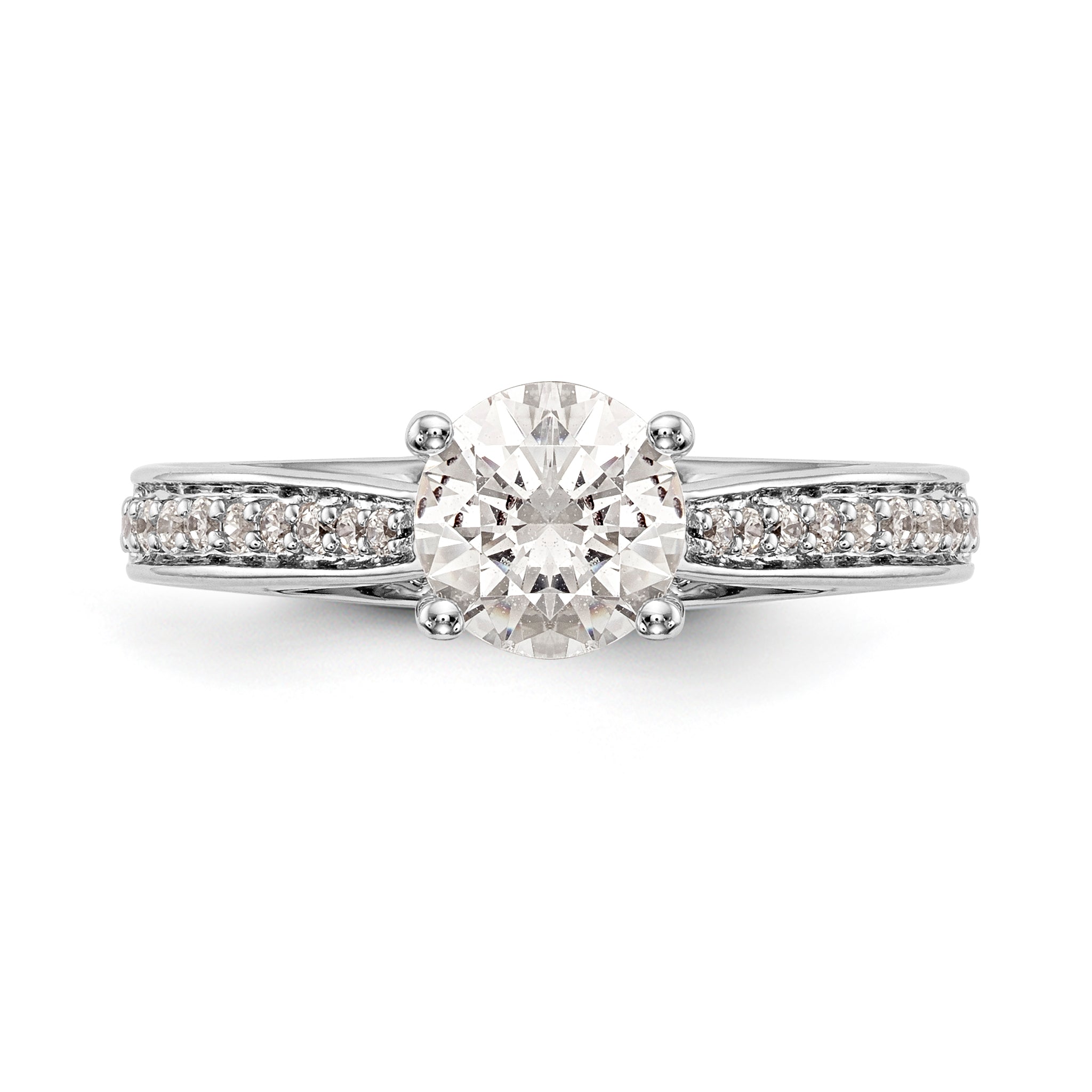 14K Weißgold Verlobungsring mit simuliertem Diamanten