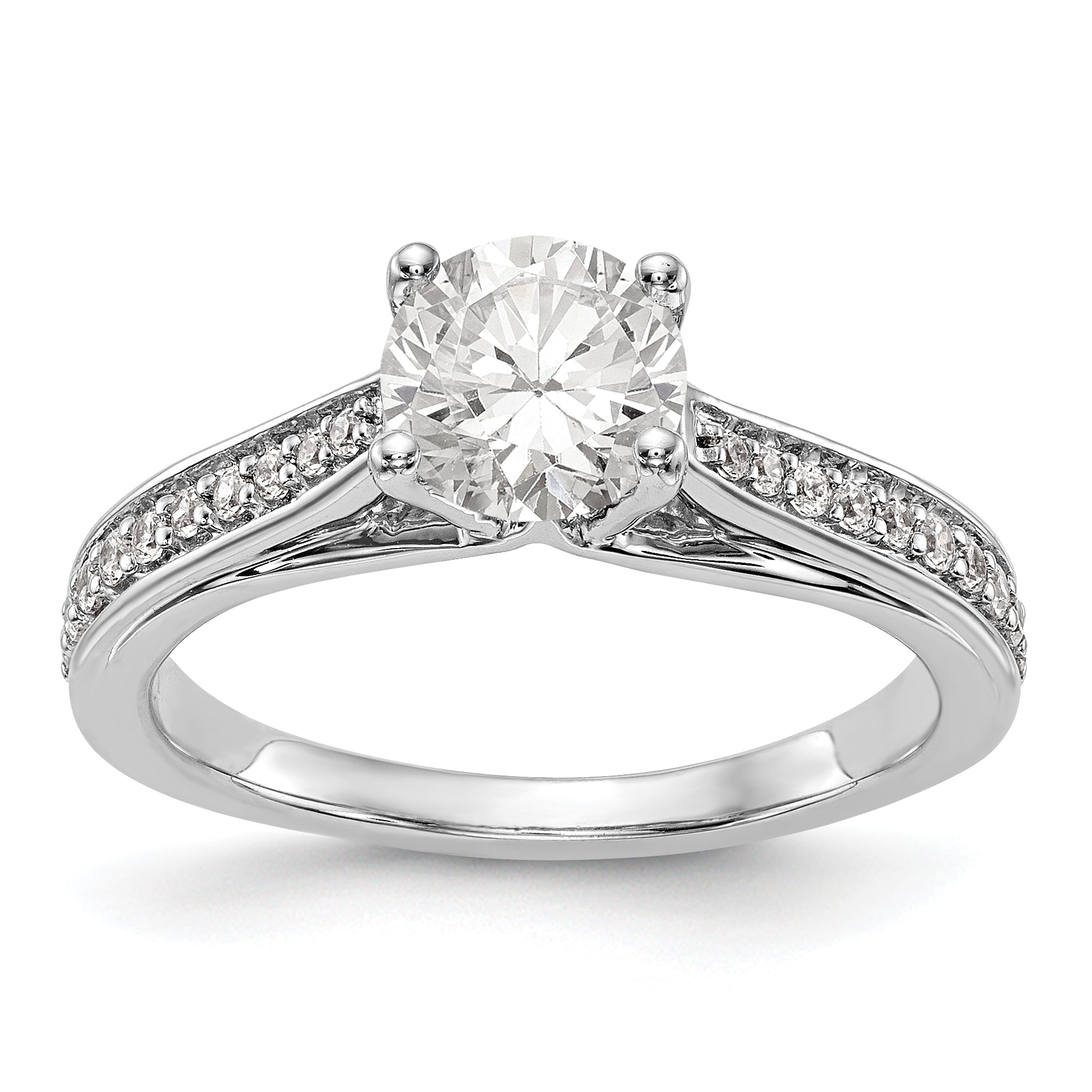 14K Weißgold Verlobungsring mit simuliertem Diamanten