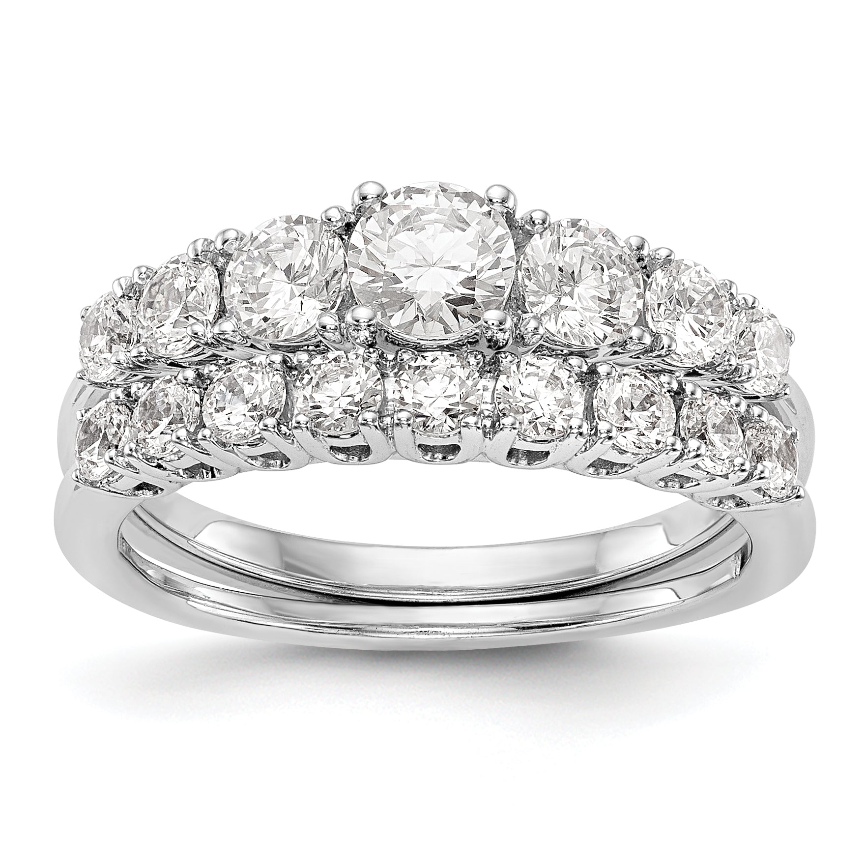 14K Weißgold Verlobungsring mit simuliertem Diamant
