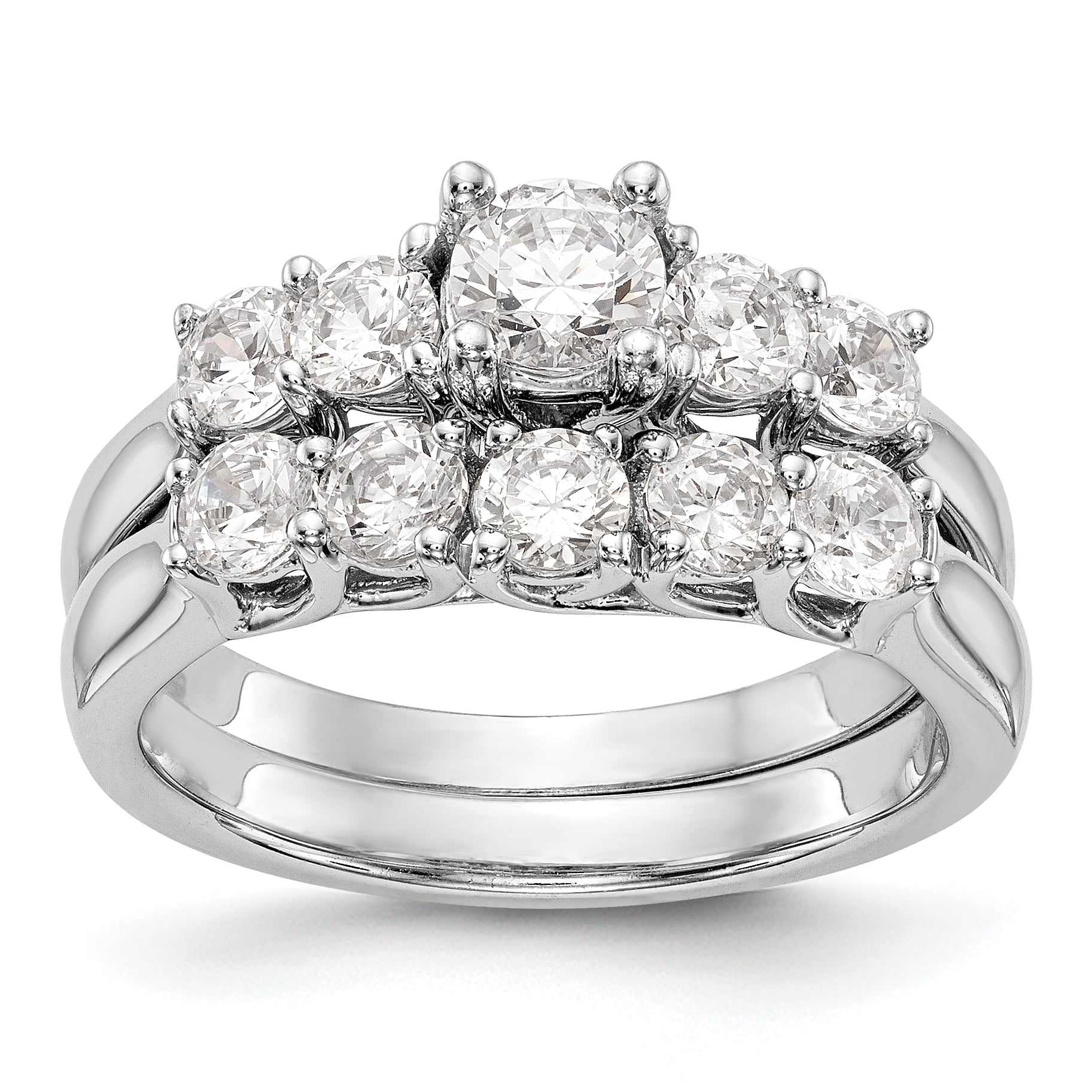 14K Weißgold Verlobungsring mit simulierten Diamanten