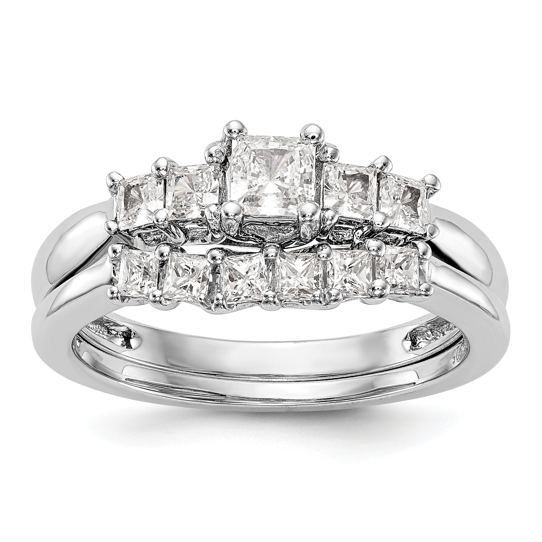 14K Weißgold Verlobungsring mit simuliertem Diamanten