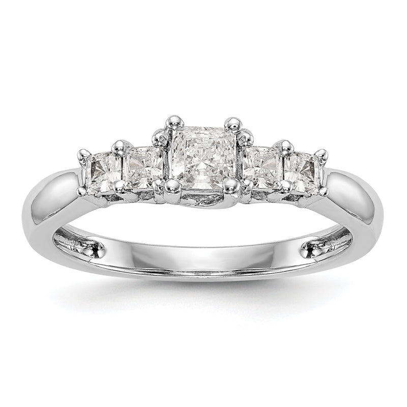 14K Weißgold Verlobungsring mit simuliertem Diamanten