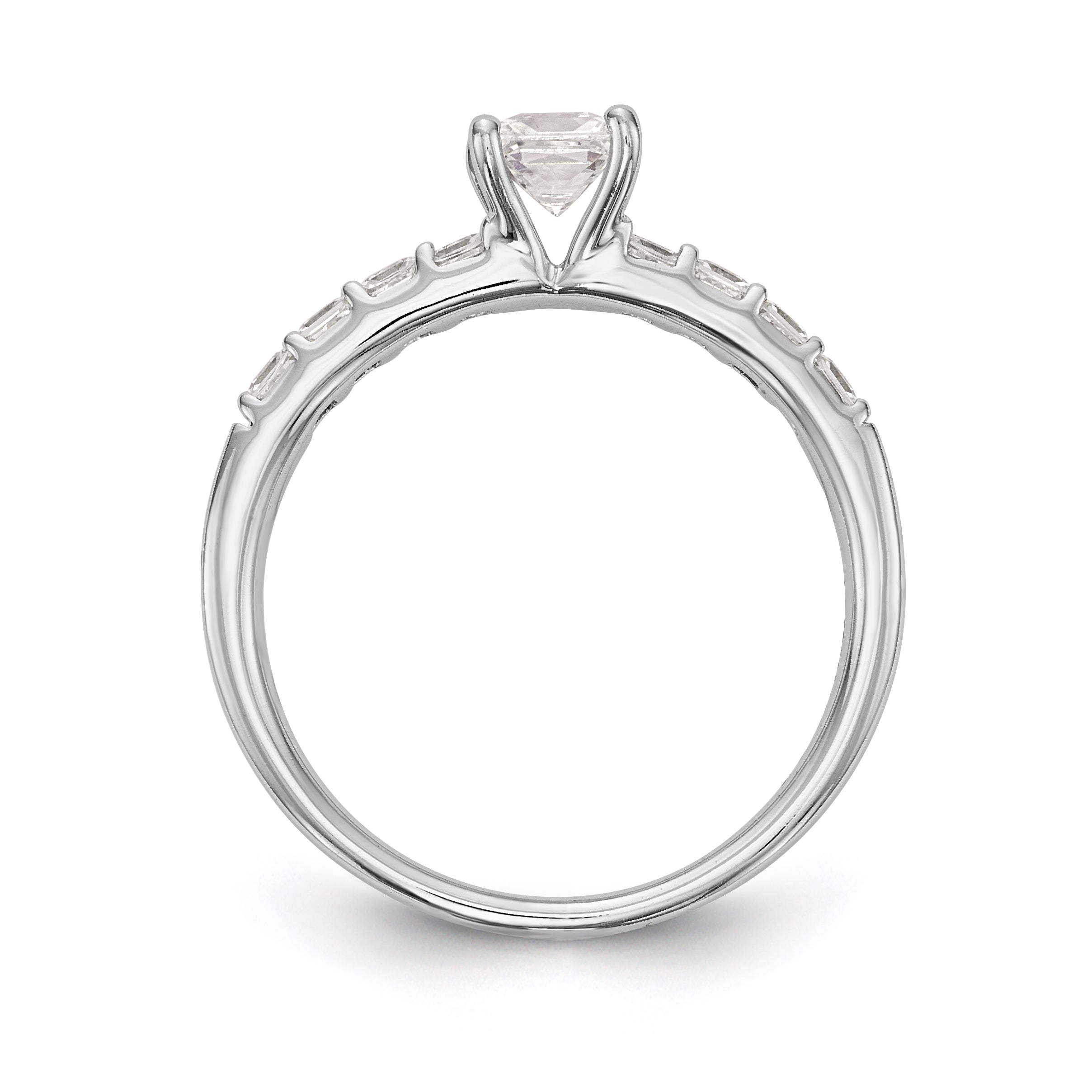 14K Weißgold Verlobungsring mit simulierten Diamanten