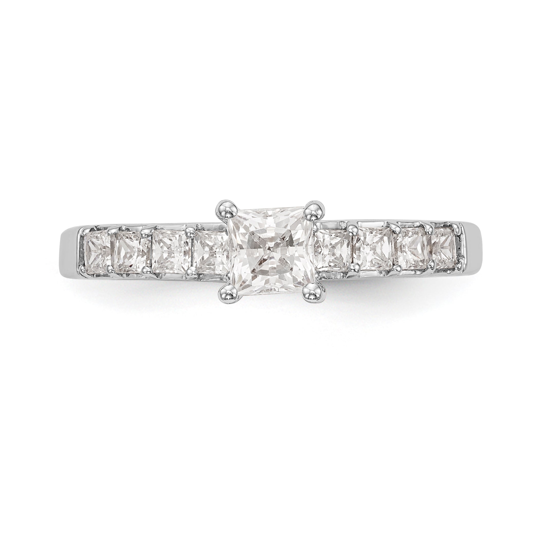 14K Weißgold Verlobungsring mit simulierten Diamanten