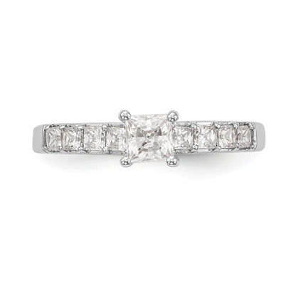 14K Weißgold Verlobungsring mit simulierten Diamanten